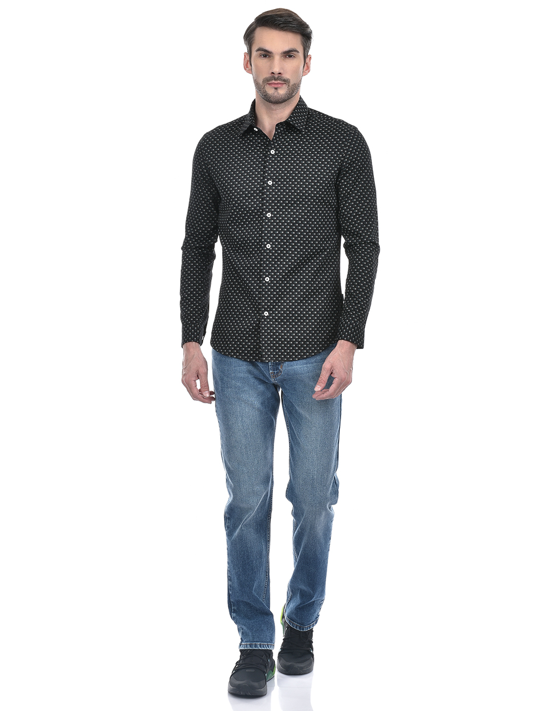 Numero Uno Men Abstract Blue Shirt
